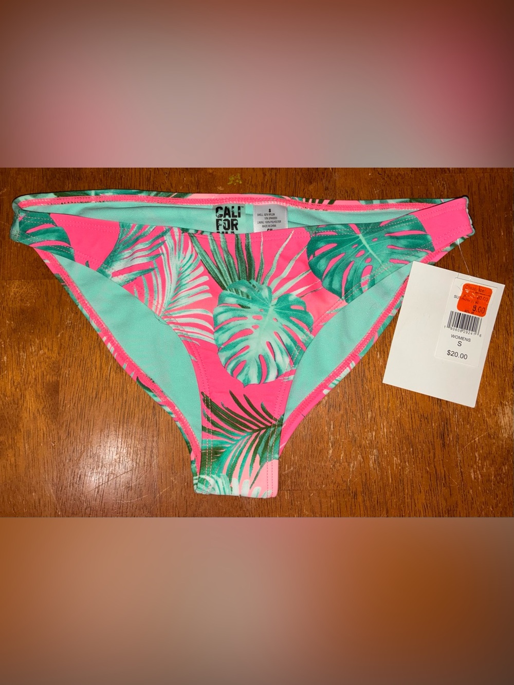 Cali For Pink Tropical Leaf women’s Bikini Bottoms